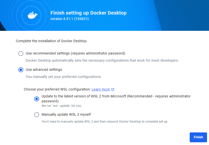 Docker WSL Option